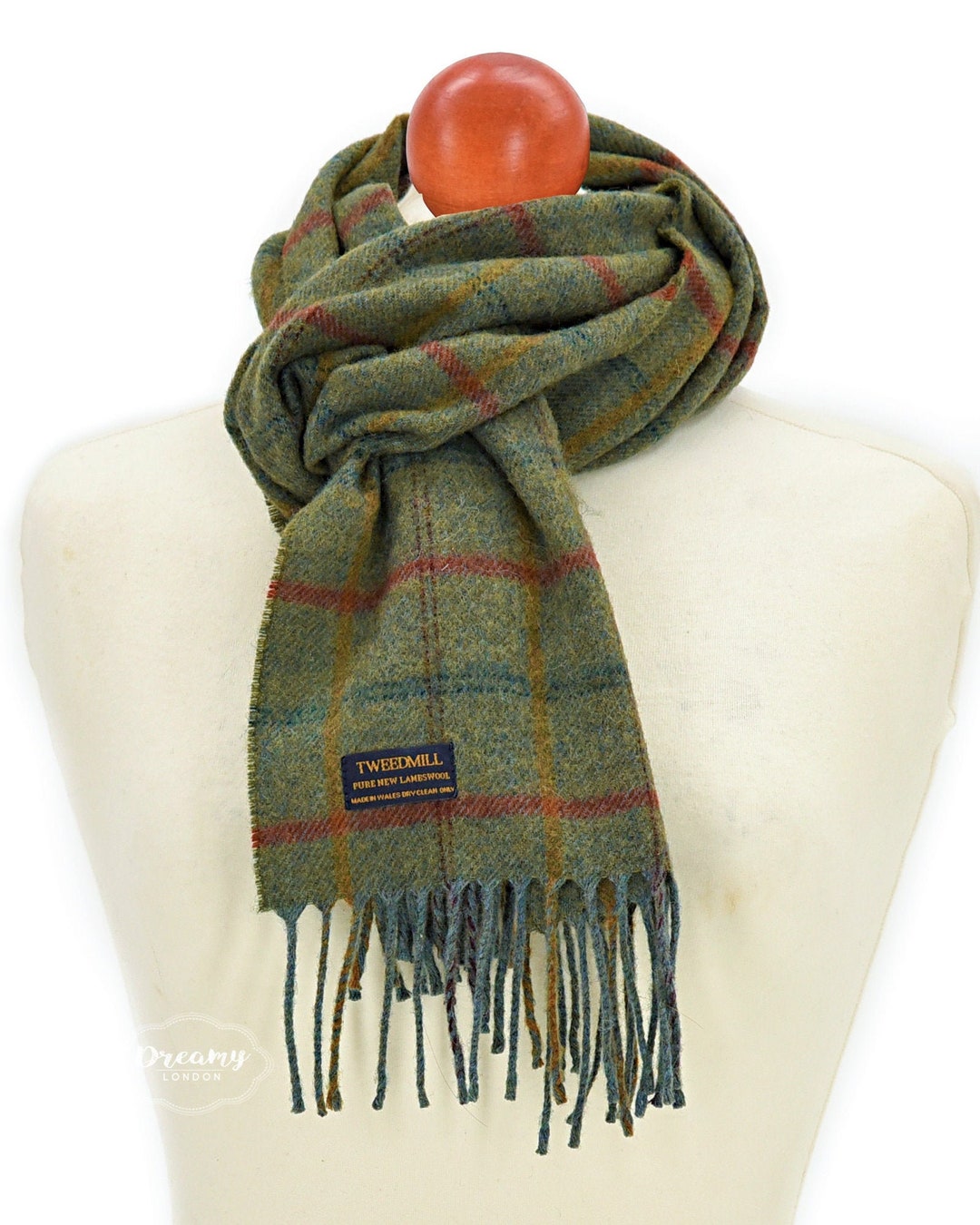 Highland Green Plaid Pure Wool Scarf wool Scarf Mens Scarf Wool Gift for Him Pure Wool Scarf Men