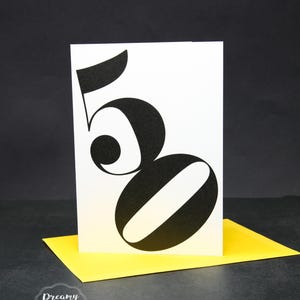 50.Geburtstagskarte für Sie und Ihn – Minimalistische Geburtstagskarte mit Funky und Verspielter Note für 50