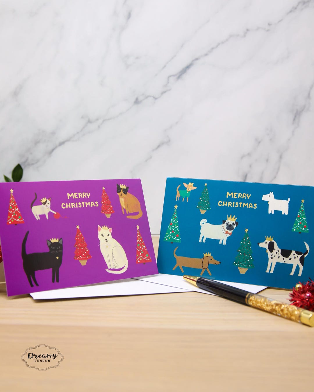 Christmas Dog and Christmas Cat Holiday Cards - Animal Lovers Christmas ...