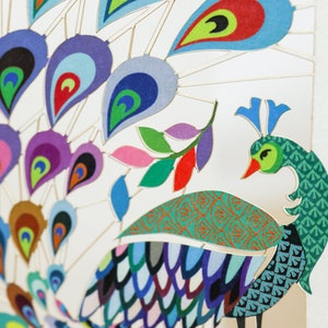 Laser cut Peacock Birthday Card for Women - Peacock Happy Birthday Card for Wife - Female Birthday Card