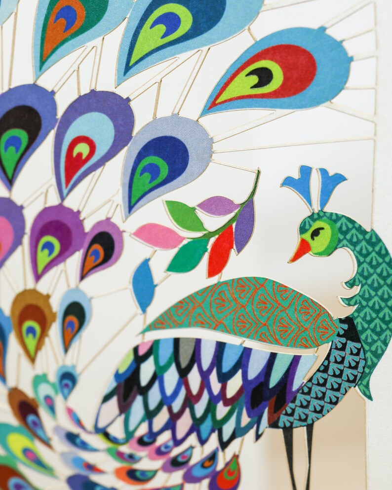 Laser cut Peacock Birthday Card for Women - Peacock Happy Birthday Card for Wife - Female Birthday Card