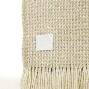 Silver Grey Waffle Throw Blanket- 100% Pure Wool Blanket and Throws - Made in England Blanket Housewarming Gift