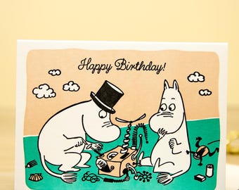 Moominpapa and Moomin Birthday Card – Cartoon Happy Birthday Card – Father and son DIY birthday card