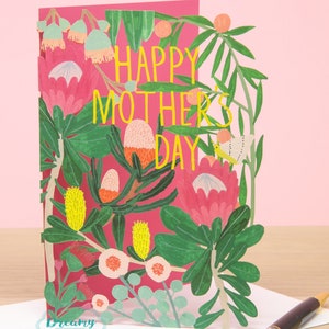 Cartão floral para o dia das mães para o primeiro dia das mães - Cartão engraçado para o dia das mães de 2025 - Cartão tropical para a mãe com corte a laser