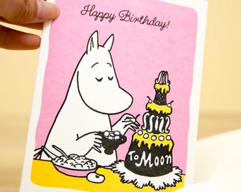 Moomin Decorating Birthday Cake Card – Moomin Birthday Card – Card for Moomin Fans