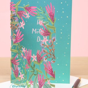 Laser geschnittene Grußkarte mit Blumenmuster zum Muttertag - Blumen-Muttertagskarte für Mama - Erste Muttertagskarte Made in UK