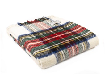 Jenkins Scottish Stewart Tartan Wool Knee Blanket - 100% Pure Wool Blanket and Throws - Made in England Blanket Housewarming Gift