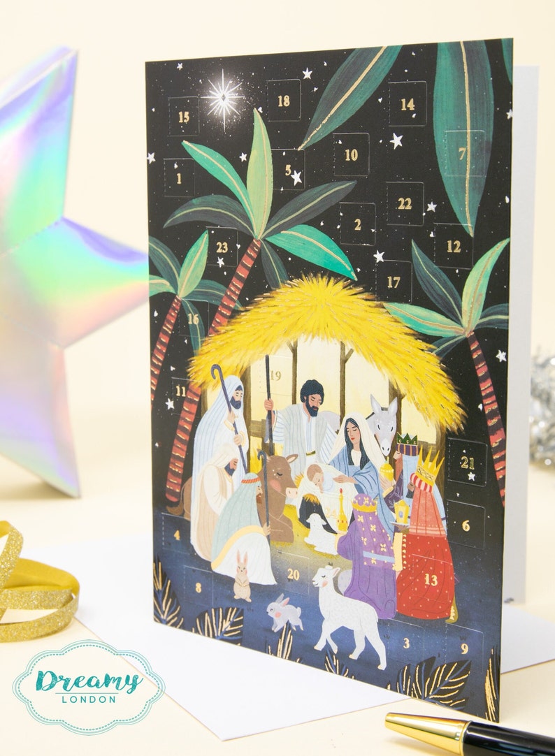 Nativity Advent Calendar Card Advent Calendar 2022 Etsy UK