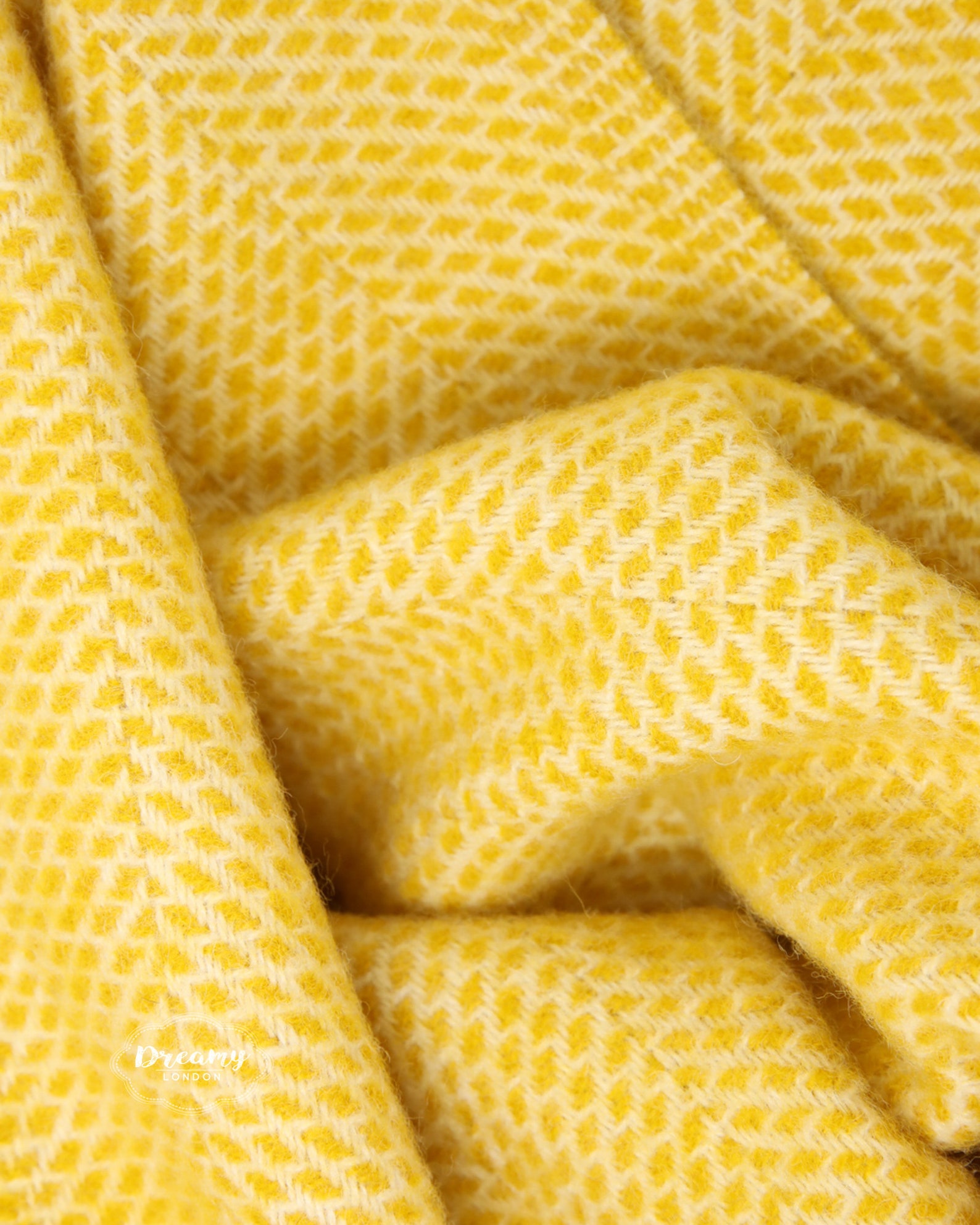 Yellow Pure Wool Blanket Herringbone Blanket 100 Wool Etsy UK