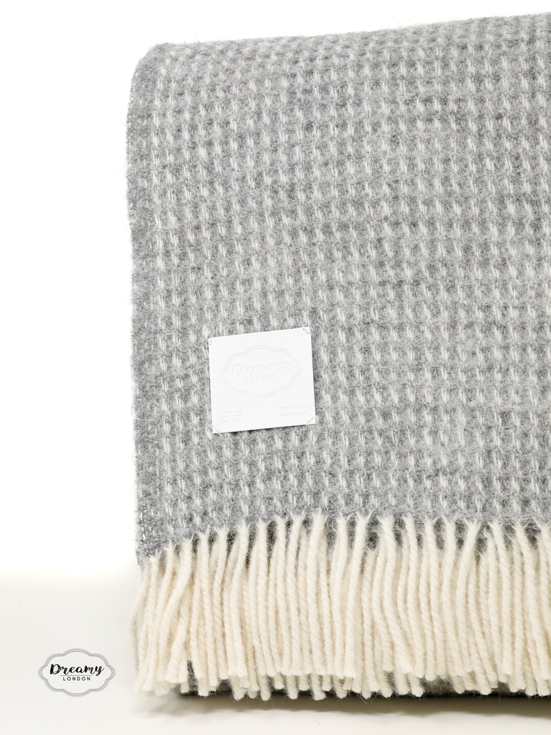 Oatmeal King Size Waffle Throw Blanket 100% Pure Wool Blanket