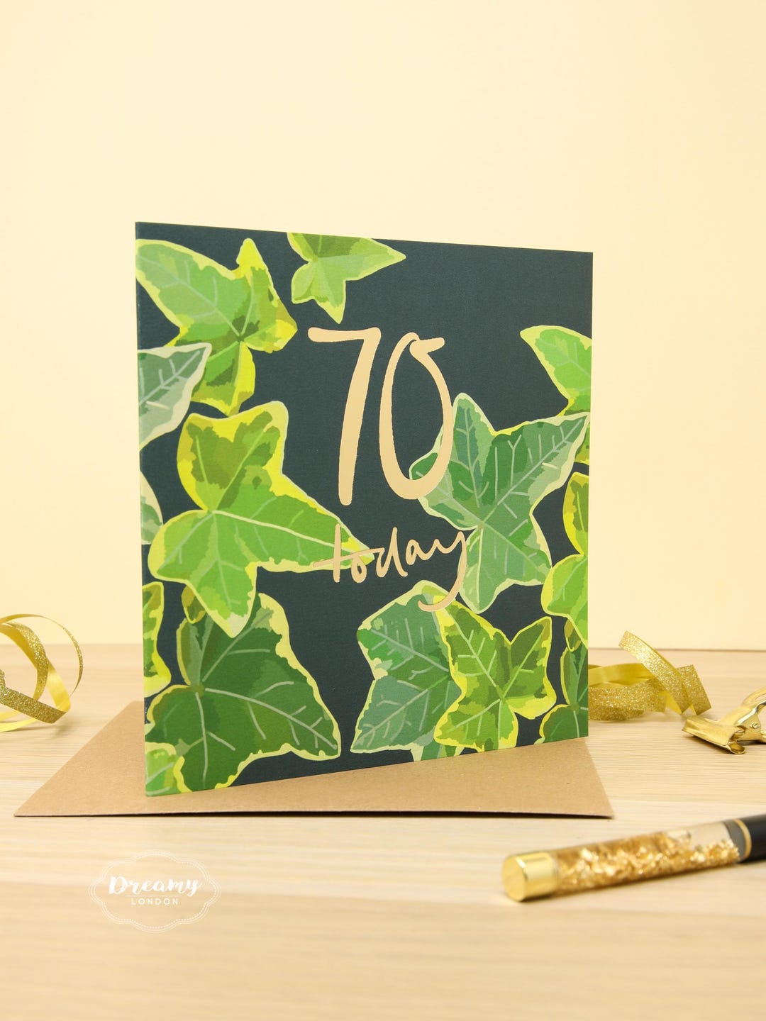 Gold Foil 70th Birthday Card - UK Birthday Card "70 Today" With Palm ...