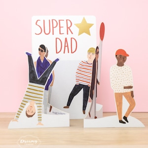 Cartão de dia dos pais super pai cortado a laser - primeiro cartão de felicitações do dia dos pais presente para o pai - cartão de dia dos pais feliz para o avô