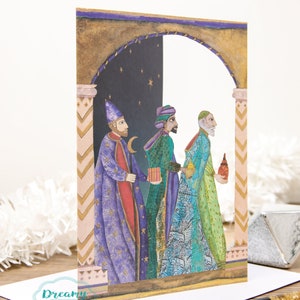 Cartão de Natal dos Três Reis Magos 3D cortado a laser 2024 - Cartão religioso de saudações de Natal da Natividade - Cartão de saudações de Natal dos Três Reis Magos 3D cortado a laser