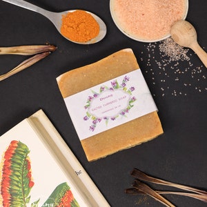 Bio-Kurkuma-Seife Mit Himalaya-Rosasalz - Handgemachte Seife für Dankeschön - Gästeseife für Selbstpflege, die in Großbritannien hergestellt wird