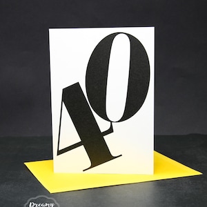 Carte de 40e anniversaire avec polices de caractères audacieuses - carte minimaliste pour un cadeau de 40e anniversaire - carte d'étape importante pour elle et lui