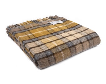 Couverture en laine écossaise Buchanan naturelle Elliot - Couverture et jetés 100 % pure laine - Couverture fabriquée en Angleterre, cadeau de pendaison de crémaillère
