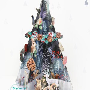 Calendario de Adviento 3D con animales salvajes: Pop & Slot - Cuenta regresiva para Navidad - Calendario de Adviento reutilizable DIY - Tarjeta navideña 3D con animales salvajes