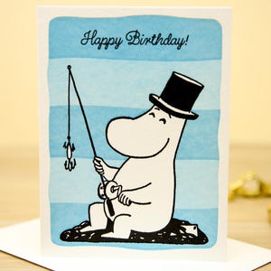 Moomin Geburtstagskarte - Angeln Moominpappa Karte für Ihn - Geschenkidee