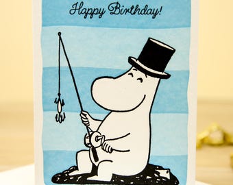 Moomin Birthday Card – Fishing Moominpappa Card for Him – Moomin Gift Idea