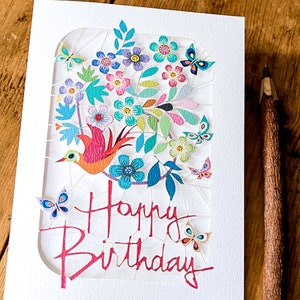 Lasergesneden vlinders gelukkige verjaardagskaart voor vrouwen - bloemen moeder verjaardagskaart kunstwerk - bloemen verjaardagskaart kunstenaar cadeau