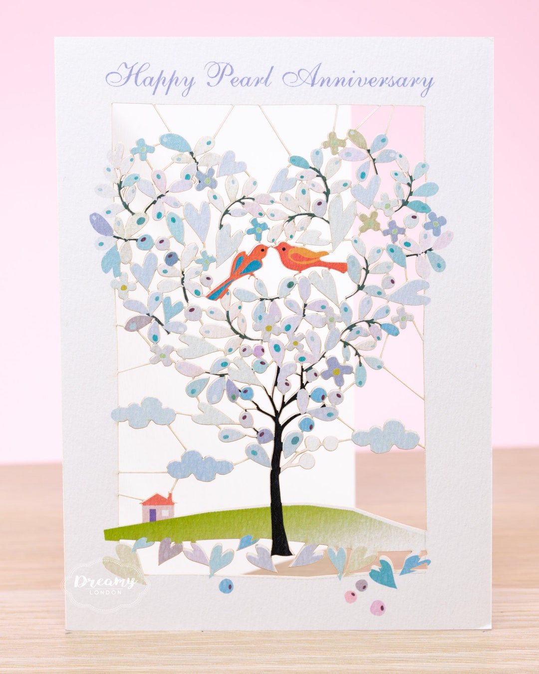 Laser Cut Love Birds 30th Anniversary Card - Heart Tree of Life 30th ...