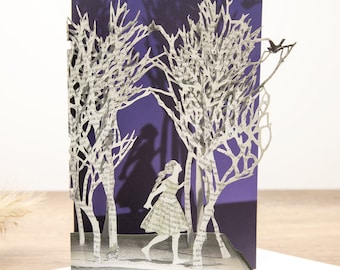 Carte vierge de princesse de conte de fées découpée au laser pour toutes les occasions - carte d'anniversaire de livre - cadeau pour amateur de livres de cartes Woodland