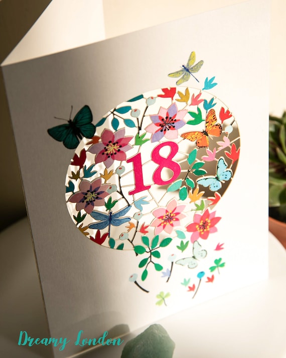 Biglietto Auguri 18° Compleanno Figlia - For A Special Daughter 18 Today - Torta Floreale Con Dettagli Oro - 4