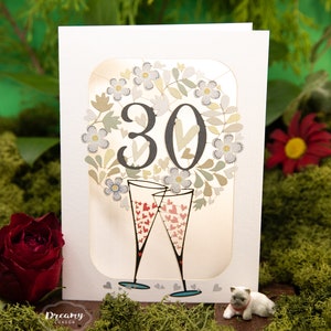 Lasergesneden kaart 30e verjaardag voor mama en papa - champagne cadeau 30e huwelijksverjaardag - 30e bruiloft gefeliciteerd