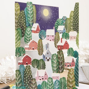 Tarjeta navideña mágica blanca cortada con láser 3D 2024 - Tarjetas navideñas artísticas - Regalo navideño - Tarjeta de felicitación mágica cortada con láser 3D Fabricada en el Reino Unido
