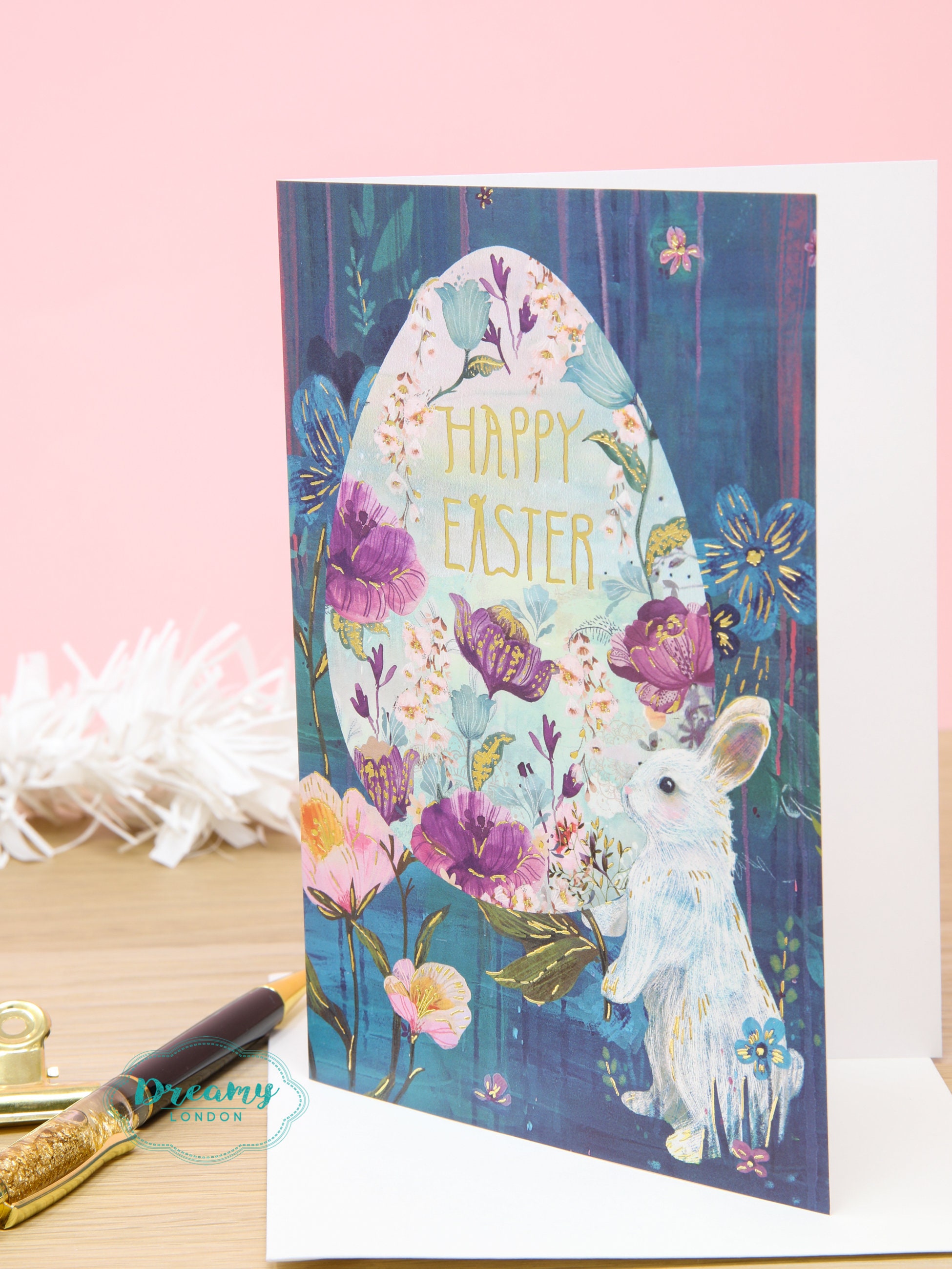Bunny and Easter Eggs Card - Happy Easter Greeting Card - Easter Bunny ...