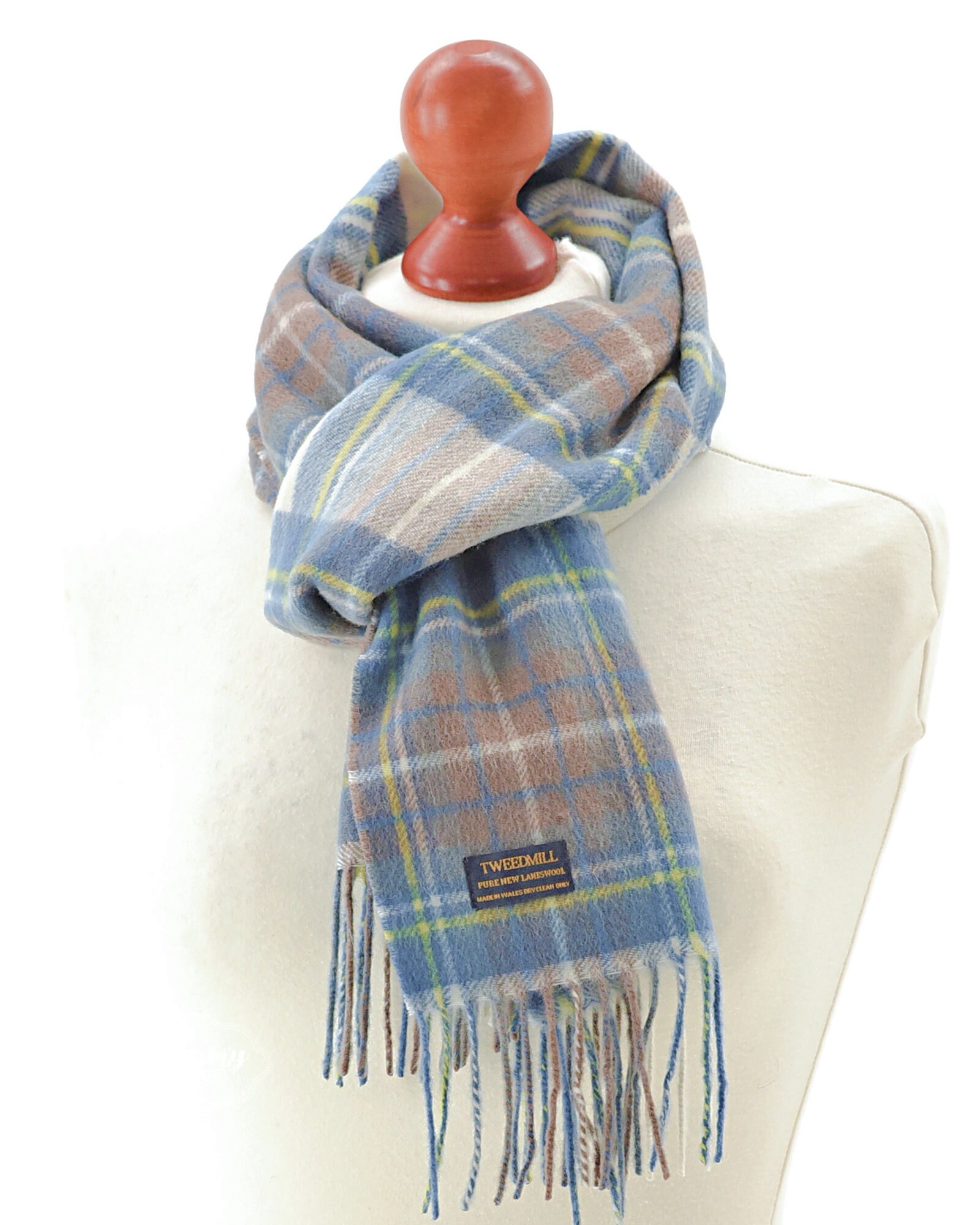 Stewart Muted Blue Dress Tartan Wool Scarf 100 Pure Wool Etsy