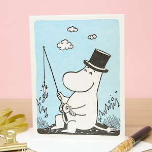 Biglietto d'auguri per la pesca dei Moomin, biglietto d'auguri per tutte le occasioni, biglietto di compleanno Moomin, poster Moomin, biglietto per la festa del papà