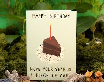 Piece of Cake Birthday Card for Bakers - Boys Birthday Card - Cake Care Card Made in UK