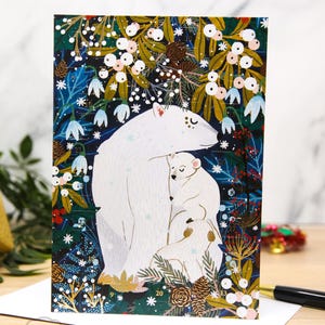 Polar Bear Advent Calendar Card - Christmas Countdown Papa Bear Card for Kids - Nordic Cartoon Family Christmas Card
