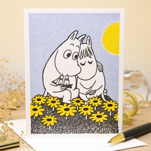 Moomin-knuffelkaart voor haar - Moomin-verjaardagskaart - Moomin Floral Valentines Card