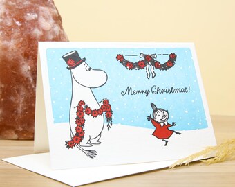 Moomin Merry Christmas Dance Greeting Card - Cute Moominvalley Christmas Card - Festive Holiday Card for Moomin Fans