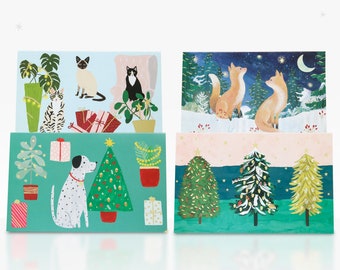 Christmas Card Pack for Animal Lovers - Boxed Luxury Pet Christmas Card - Holiday Greetings Christmas Card Set