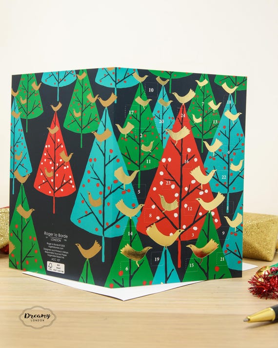 ヴィンテージバードアドベントカレンダーカード2025 - クリスマス