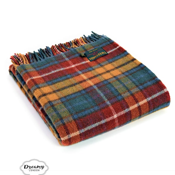 Autumn Buchanan Tartan Wool Blanket  - 100% Pure Wool Blanket and Throws - Made in England Blanket Housewarming Gift