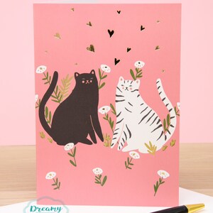 Biglietto di San Valentino con gatto bianco e nero per gli amanti dei gatti - Biglietto di San Valentino - Regalo per gli amanti dei gatti