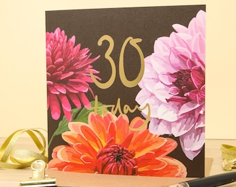 Blossom 30th Birthday Card - 30th Birthday Gift - Floral Design Card