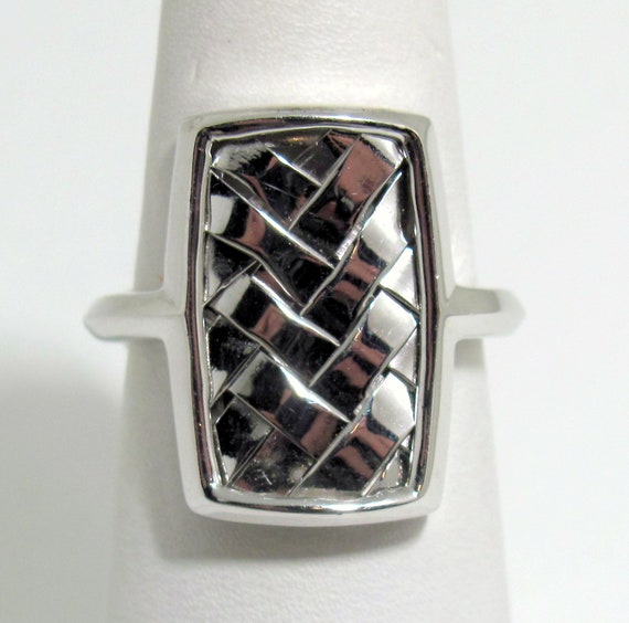 Designer ELLE Long Woven Sterling Silver 925 Ring… - image 5