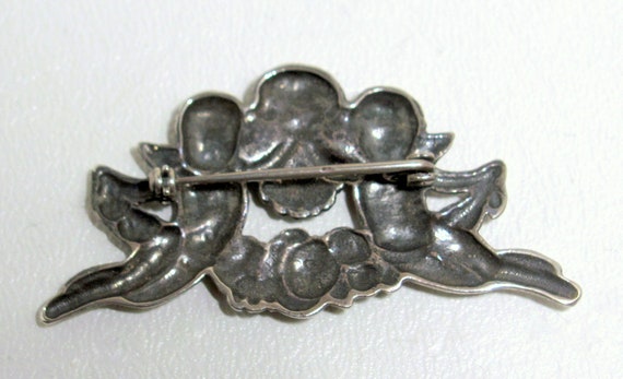 Antique  Putti Cupids & Flowers Putto Brooch Pin … - image 4