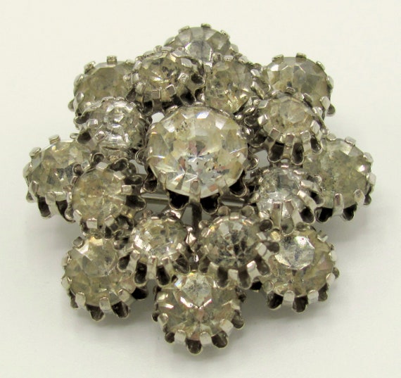 Vintage 1930's Prong Set Rhinestone Brooch Pin Si… - image 2