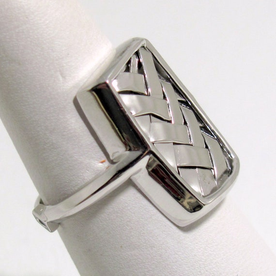 Designer ELLE Long Woven Sterling Silver 925 Ring… - image 3