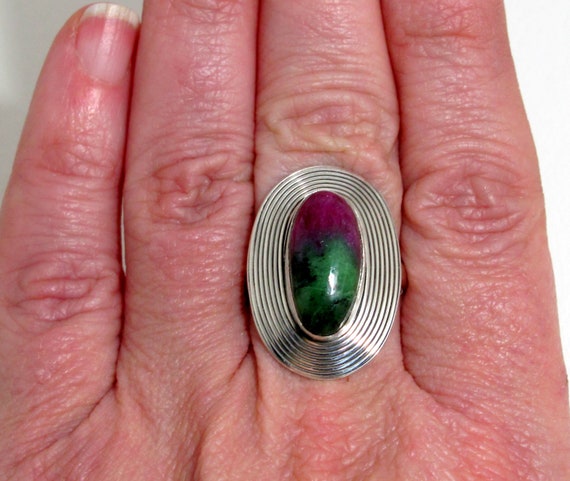 Bezel Set Oval Ruby with Zoisite Ring Jewelry Ste… - image 1