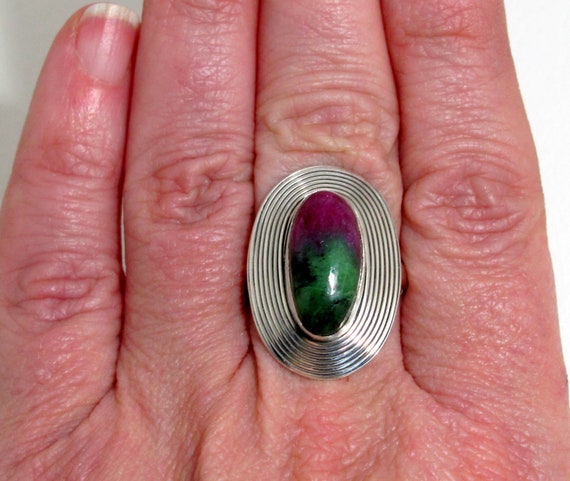 Bezel Set Oval Ruby with Zoisite Ring Jewelry Ste… - image 1