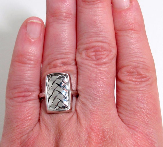 Designer ELLE Long Woven Sterling Silver 925 Ring… - image 2