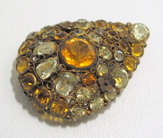 Vintage 1930's HOBE Open Back Crystal Rhinestone D