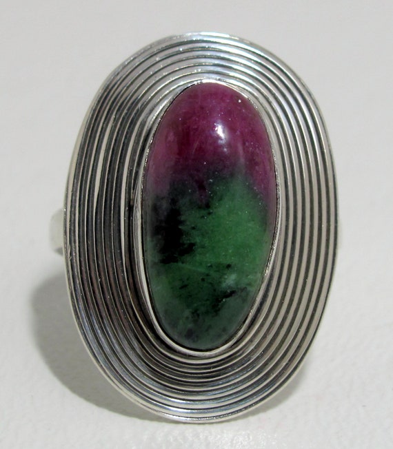 Bezel Set Oval Ruby with Zoisite Ring Jewelry Ste… - image 3